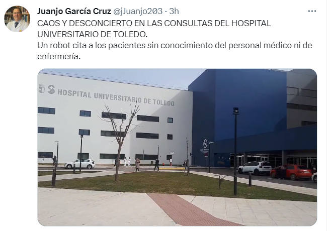 Un médico asegura que un robot está provocando el "colapso" de las consultas de todas las especialidades en Toledo.